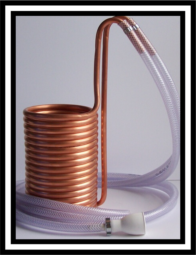 Standard wort chiller with rubber, push-on tap connector